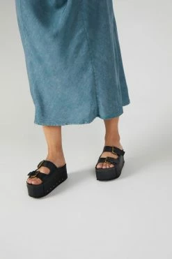 Intentionally Blank COOPER-2 PLATFORM SANDAL Black Leather