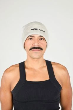 Intentionally Blank ACCESSORIES DADDY PLEASE Knit Beanie Grey/Black