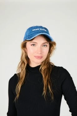 Intentionally Blank DADDY PLEASE Dad Cap Denim/White