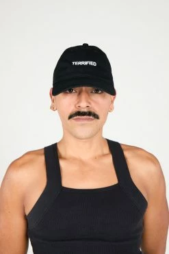 Intentionally Blank TERRIFIED Dad Cap Black White