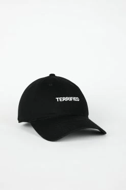 Intentionally Blank TERRIFIED Dad Cap Black White