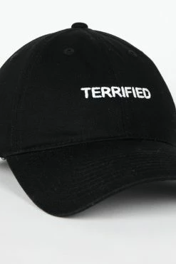 Intentionally Blank TERRIFIED Dad Cap Black White