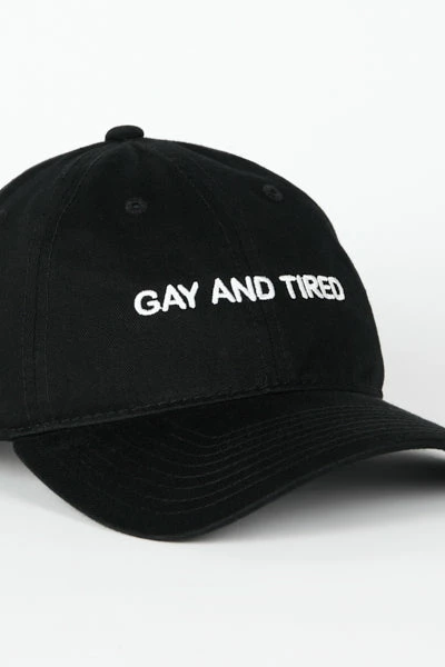 Intentionally Blank GAY AND TIRED Dad Cap Black/White 4 Intentionally Blank GAY AND TIRED Dad Cap Black/White