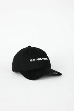Intentionally Blank GAY AND TIRED Dad Cap Black/White