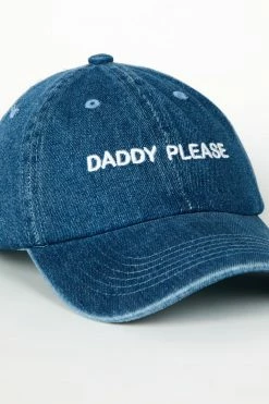 Intentionally Blank DADDY PLEASE Dad Cap Denim/White