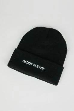 Intentionally Blank ACCESSORIES DADDY PLEASE Knit Beanie Black/White
