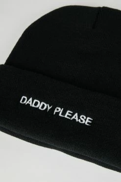 Intentionally Blank ACCESSORIES DADDY PLEASE Knit Beanie Black/White