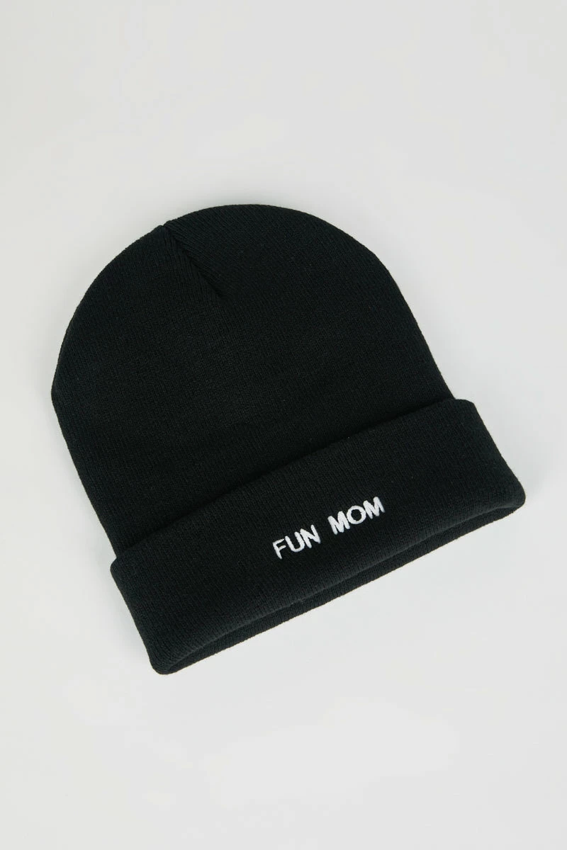 Intentionally Blank FUN MOM Knit Beanie Black/White ACCESSORIES 3 Intentionally Blank FUN MOM Knit Beanie Black/White ACCESSORIES