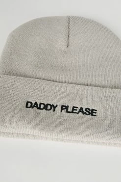 Intentionally Blank ACCESSORIES DADDY PLEASE Knit Beanie Grey/Black