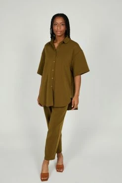 Intentionally Blank NEW ARRIVALS MAUDE KNIT BUTTON UP SET Moss