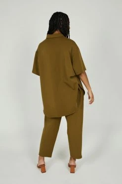 Intentionally Blank NEW ARRIVALS MAUDE KNIT BUTTON UP SET Moss