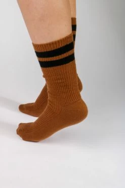 Le Bon GRANDPA VARSITY SOCKS TAWNY BLACK STRIPE LIFELIFE