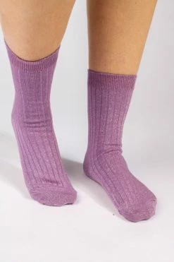 Le Bon LIFELIFE HER SOCK MODAL LUREX LILAC GLITTER