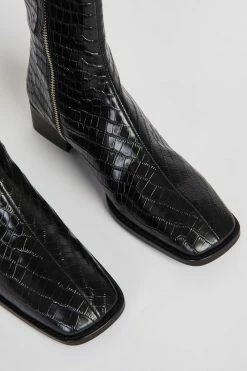 Intentionally Blank TOUR BOOT Black Croc SHOES