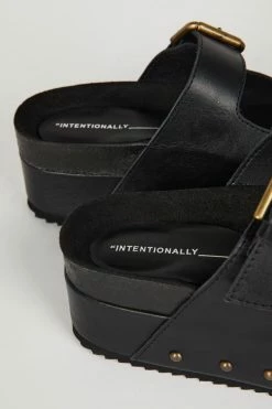 Intentionally Blank COOPER-2 PLATFORM SANDAL Black Leather