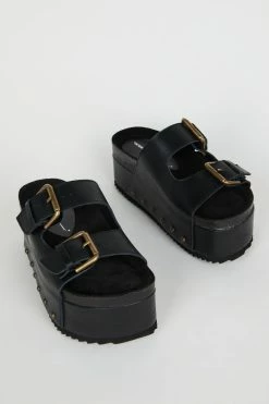 Intentionally Blank COOPER-2 PLATFORM SANDAL Black Leather