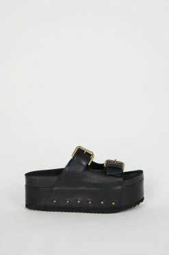 Intentionally Blank COOPER-2 PLATFORM SANDAL Black Leather