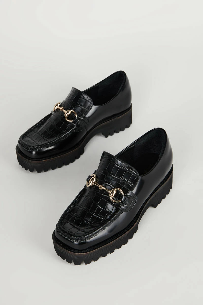 Intentionally Blank SHOES HK-2 Loafer Black Croc 3 Intentionally Blank SHOES HK-2 Loafer Black Croc