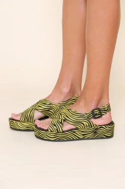 Intentionally Blank SUM FLATFORM SANDAL Lime Zebra SHOES