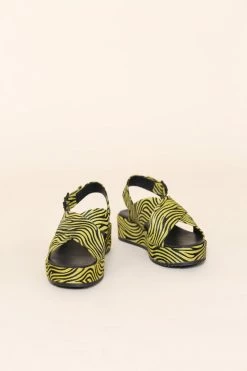 Intentionally Blank SUM FLATFORM SANDAL Lime Zebra SHOES