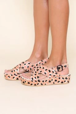 Intentionally Blank SUM FLATFORM SANDAL Peach Cheetah SHOES