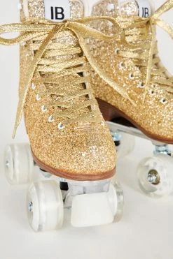 Intentionally Blank PRE-PARTY ROLLER SKATE GOLD GLITTER IB ROLLER SKATES