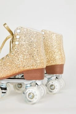 Intentionally Blank PRE-PARTY ROLLER SKATE GOLD GLITTER IB ROLLER SKATES