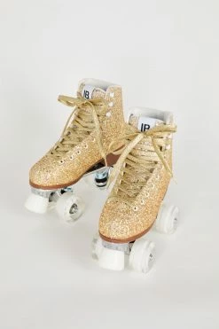 Intentionally Blank PRE-PARTY ROLLER SKATE GOLD GLITTER IB ROLLER SKATES