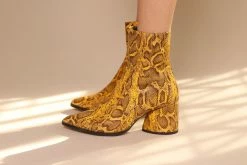 Intentionally Blank LIMA HEELED BOOT Mustard Python