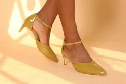 Intentionally Blank SILENCE HEEL Mustard Patent SHOES