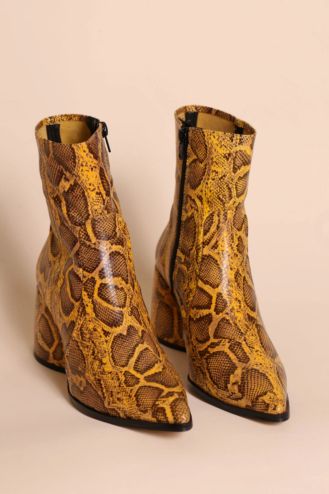Intentionally Blank LIMA HEELED BOOT Mustard Python 3 Intentionally Blank LIMA HEELED BOOT Mustard Python