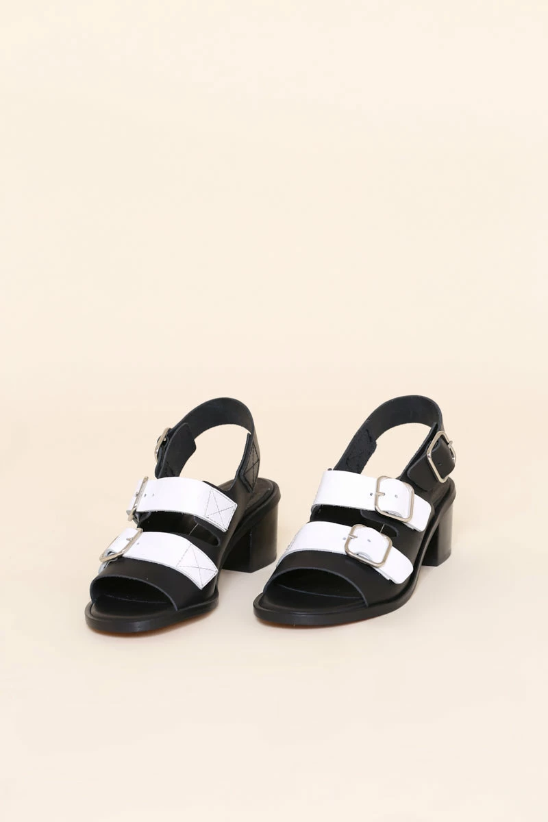 Intentionally Blank JILL HEELED SANDAL Black White 3 Intentionally Blank JILL HEELED SANDAL Black White