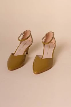Intentionally Blank SILENCE HEEL Mustard Patent SHOES