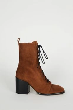 Intentionally Blank POSEY LACE UP HEELED BOOT Whiskey SHOES