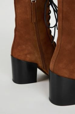 Intentionally Blank POSEY LACE UP HEELED BOOT Whiskey SHOES